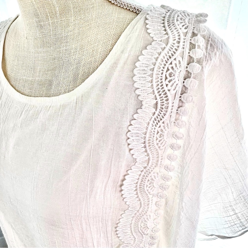I.N. Studio Gauzy Top Paper White Size Large Petite - Picture 6 of 15